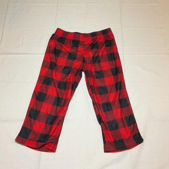 Carter's Boys Size 3T Holiday 2 Pc Black Red Buffalo Plaid Coat Style Pajama Set - Picture 2 of 5